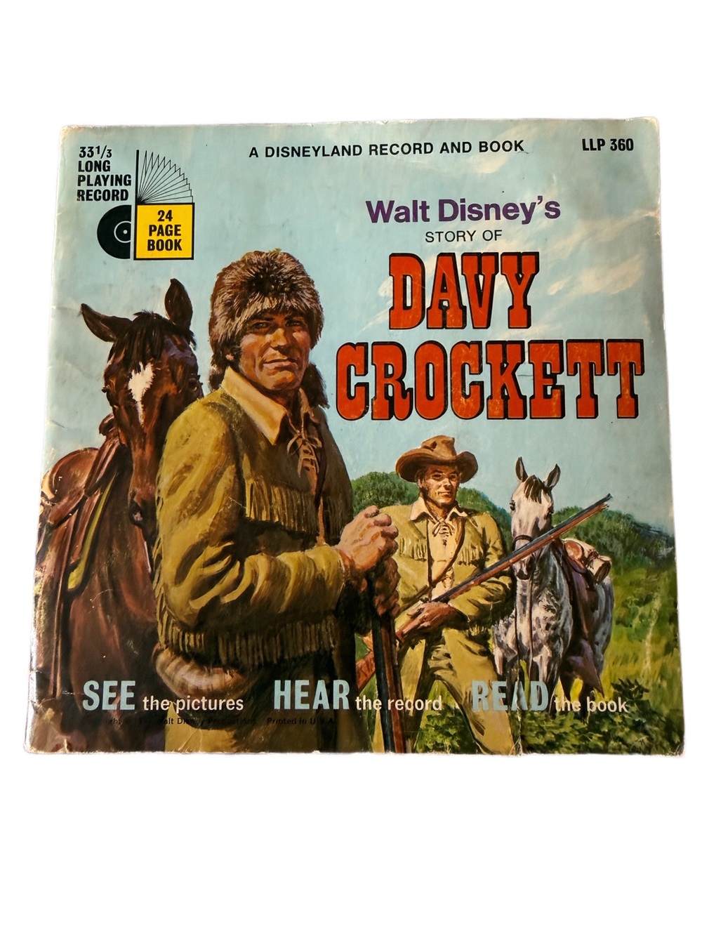Disney Davy Crockett Book with Record 1971